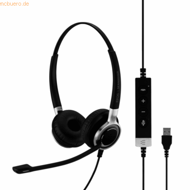Black EPOS SC660 USB ANC stereo headset featuring cushioned ear cups, a flexible microphone boom, and an in-line control unit with volume and call buttons.