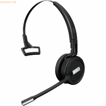 Black wireless headset with a sleek design, featuring an adjustable headband, cushioned ear pads, and a flexible microphone boom for clear communication.