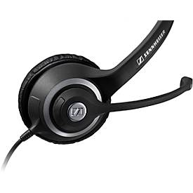 Black and silver on-ear wired headset with a sleek design, featuring a padded ear cup, adjustable microphone boom, and a USB connector for easy connectivity.