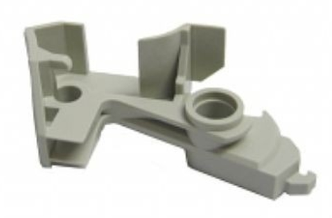 Light gray plastic printer/scanner spare part with a curved design, featuring a circular opening and multiple attachment points for assembly.