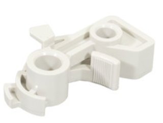 White plastic printer/scanner spare part with a curved design, featuring multiple openings and a textured grip area for easy handling.