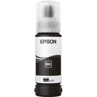 Black Epson 107 Original ink bottle with a clear cap and black label featuring "BK" and EcoTank branding.