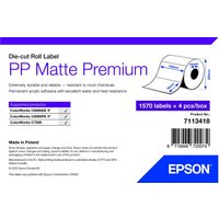 Epson 7113418 white self-adhesive printer label, die-cut roll, PP Matte Premium, 1570 labels per box.