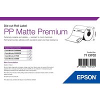 Epson 7113702 white self-adhesive printer label, die-cut roll, PP matte premium, durable and chemical resistant.