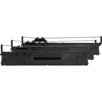 Black Epson nylon ribbon cartridges, pack of 3, for PLQ 2 printer, with visible tension wires and rectangular shape.
