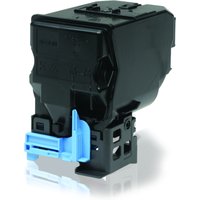 Black Epson toner cartridge with blue latch, rectangular shape, compatible with AcuLaser C 39, yields 6K pages.