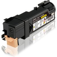 Black Epson C13S050627 yellow toner cartridge with label and orange cap, for 2.5K pages, ISO/IEC 19798 standard.