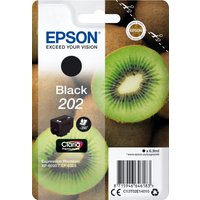 Black Epson 202 ink cartridge packaging with kiwi fruit image, 6.9ml capacity, for 250 pages.