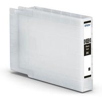 Epson Ultra High Yield Black ink cartridge, rectangular, translucent casing with black label and model details.