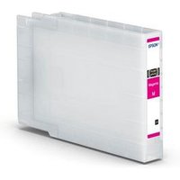 Epson magenta ink cartridge, transparent casing, magenta label, 69ml capacity, for 8K pages.