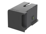 Black Epson Ecotank Maintenance Box with a rectangular shape, featuring a top slot for easy installation and a green indicator on the side.