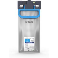 Epson cyan ink cartridge with blue handle, transparent casing, and label detailing model C13T05A200, 20K pages capacity.
