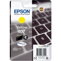 Yellow Epson ink cartridge C13T07U440/407 packaging, 1.9K pages, with keyboard image and yellow dot on front.