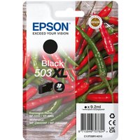 Epson 503XL black ink cartridge, high-capacity, chili pepper design packaging, 550 pages yield.