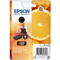 Epson 33XL black ink cartridge in orange-themed packaging, high-capacity, 530 pages yield.