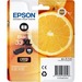 Epson 33XL Oranges Photo Black High Yield Ink Cartridge in an 8ml package featuring a bright orange background and a large orange slice graphic.
