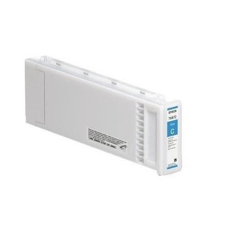 Cyan Epson T44J2 UltraChrome ink cartridge in a white plastic casing, featuring a blue label with model number and capacity details, designed for high-quality printing.