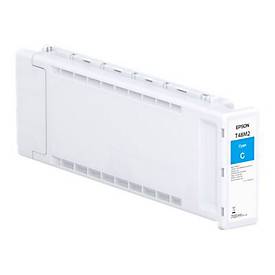 Cyan ink cartridge by Epson, model C13T48M200/T48M2, high-capacity 700ml, featuring a transparent plastic body with a blue label indicating the color and model details.