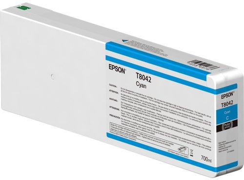 Epson Vivid Magenta ink cartridge in a white plastic casing, labeled with blue and black text, featuring a 700ml capacity and a sleek design for professional printing.