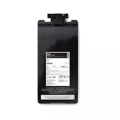 Black matte ink cartridge with a capacity of 1600ml, featuring a label with product details, designed for Epson SureColor printers.
