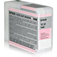 Epson light magenta ink cartridge, model T580B, 80ml, white casing with pink label and black text.