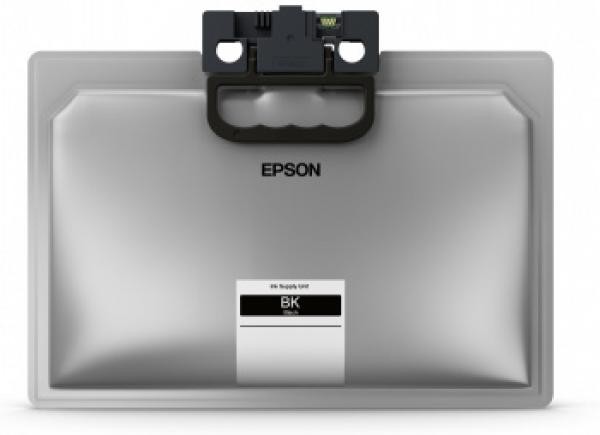Black Epson C13T966140/T9661 ink cartridge designed for WF-M printers, featuring a sturdy handle and a label indicating it can print up to 40,000 pages.