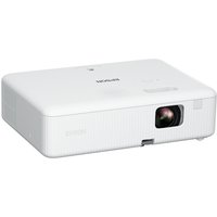 Epson CO-W01 projector, white with black lens, 3LCD technology, 3000 ANSI lumens, WXGA resolution.