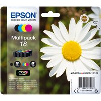 Epson Daisy Multipack 4-colours 18 Claria Home Ink with daisy image on packaging, includes black, cyan, magenta, yellow.
