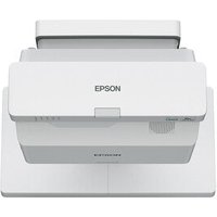 White Epson EB-760W ultra short throw projector, 3LCD, 4100 ANSI lumens, 1080p resolution, compact rectangular design.