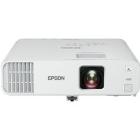 White Epson EB-L260F projector with lens, vent on left, and control buttons on top.