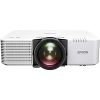 White Epson EB-L690SU short throw projector with large lens and vented sides.