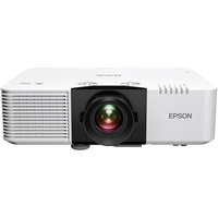 White Epson EB-L690U projector with central lens, vented sides, and Epson logo on the front.