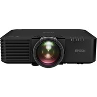 Black Epson EB-L695SU short throw projector with large lens and vented sides.