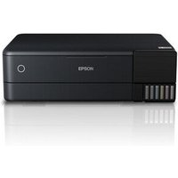 Black Epson EcoTank ET-8550 inkjet printer with front-facing ink tanks and sleek, compact design.