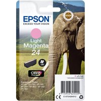 Epson Elephant Singlepack Light Magenta 24 ink cartridge with elephant image and Claria Photo HD logo on packaging.