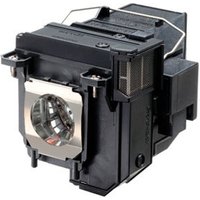 Black Epson ELPLP91 projector lamp with metallic housing and clear lens.