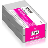 Epson magenta ink cartridge GJIC5(M) for ColorWorks C831, rectangular with pink label and push button.