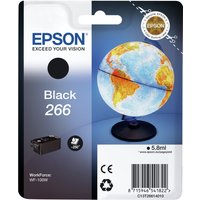 Epson Globe Singlepack Black 266 ink cartridge with globe design packaging, 5.8ml capacity, for WorkForce WF-100W.