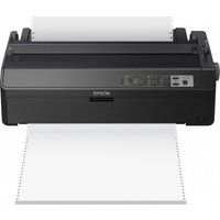 Black Epson LQ-2090IIN dot matrix printer with control panel, paper feed, and perforated paper output.