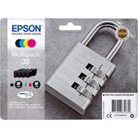Epson Padlock Multipack 4-colours 35 DURABrite Ultra Ink with padlock design on gray background packaging.