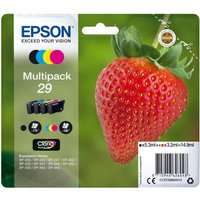 Epson Strawberry Multipack 4-colours 29 Claria Home Ink with vibrant strawberry image on green background packaging.