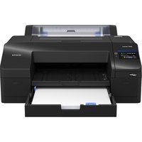 Black Epson SureColor P5300 large format printer with front-loading tray and digital display screen.