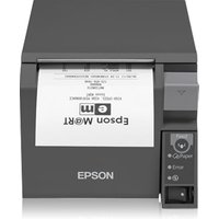 Black Epson TM-T70II thermal POS printer with front paper feed and control buttons on the right side.