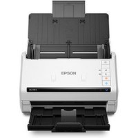 Black and white Epson WorkForce DS-770II sheet-fed scanner with A3 capacity and control buttons on top panel.