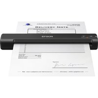 Compact black Epson WorkForce ES-50 portable document scanner with paper feeding through.