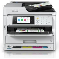 White Epson WorkForce Pro WF-C5890DWF inkjet printer with touchscreen, paper trays, and Wi-Fi indicator.