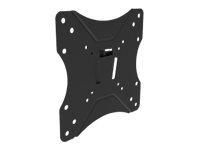 Black metal TV wall mount bracket designed for 23"-42" screens, featuring a slim profile with multiple mounting holes for secure installation.