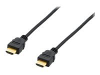 Black 1.80 m HDMI cable with gold-plated connectors, featuring HDMI-a plugs on both ends, designed for 4K UHD compatibility.