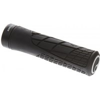 Black Ergon GA2 Fat MTB grip with ergonomic design, textured surface, and end cap branding.