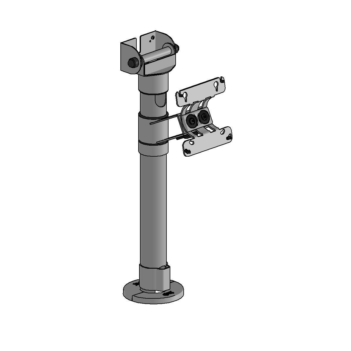 Gray ergonomic pole with a 400 mm height, featuring a mounting bracket and adjustable arms for optimal positioning.